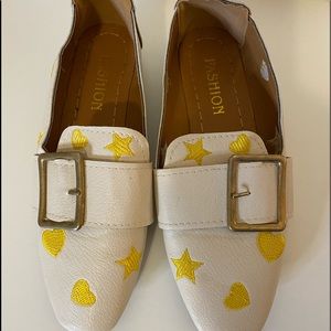 flats with decoration of hearts and stars in size 8